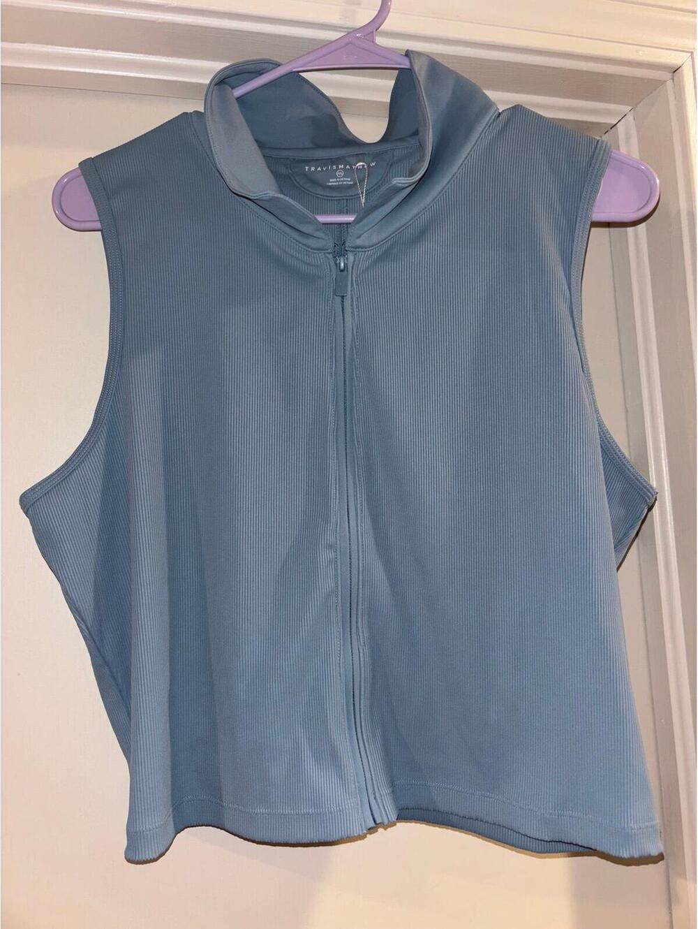 TravisMathew MoveKnit Sleeveless Zip Top Blue XXL NWT Activewear